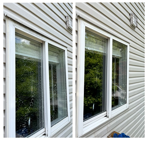 Window cleaning before and after in Kitchener, ON