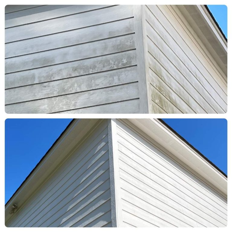 Exterior house pressure washing before & after in Kitchener